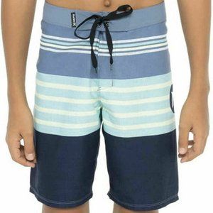 Hurley Kids' Boys' Youth Striped Logo Boardshorts  Navy Lime 18